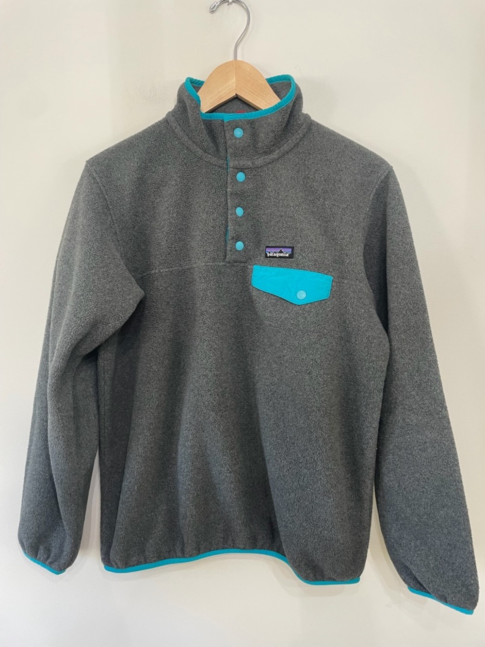 Patagonia Lightweight Synchilla Snap-T Pullover Fleece Grey Teal Women's Sz M
